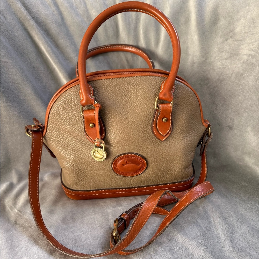 Vintage Dooney & Bourke Tan and Brown Satchel